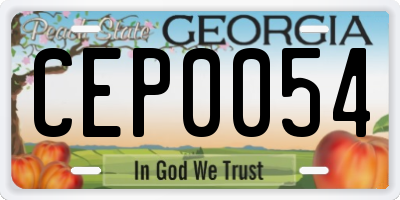 GA license plate CEP0054