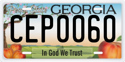 GA license plate CEP0060
