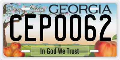 GA license plate CEP0062