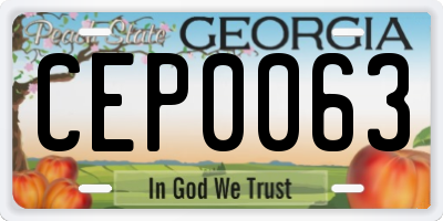 GA license plate CEP0063