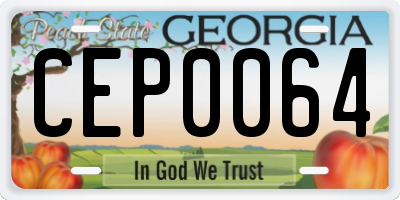 GA license plate CEP0064