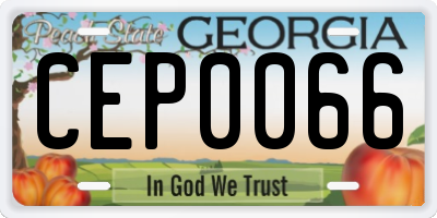 GA license plate CEP0066