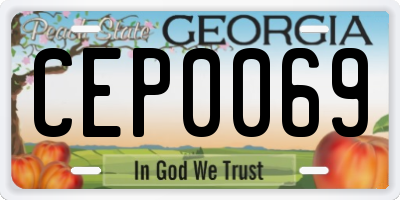 GA license plate CEP0069