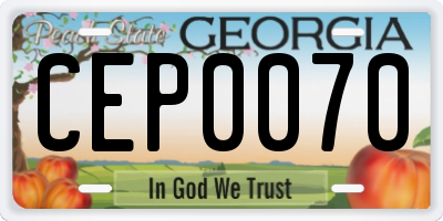 GA license plate CEP0070