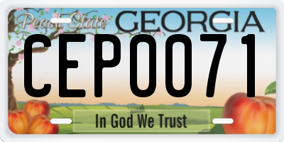 GA license plate CEP0071