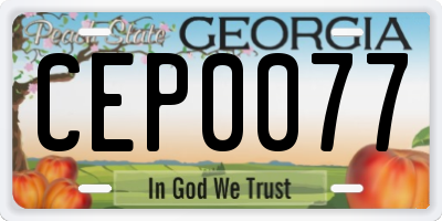 GA license plate CEP0077