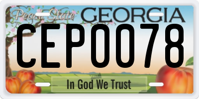 GA license plate CEP0078