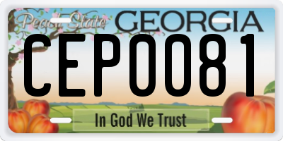GA license plate CEP0081