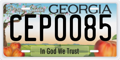 GA license plate CEP0085