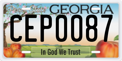 GA license plate CEP0087