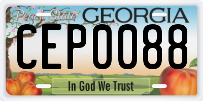 GA license plate CEP0088