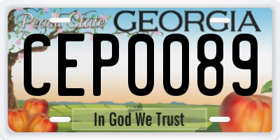 GA license plate CEP0089
