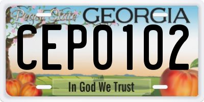 GA license plate CEP0102