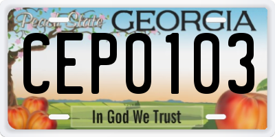 GA license plate CEP0103
