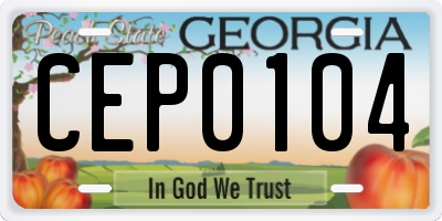 GA license plate CEP0104