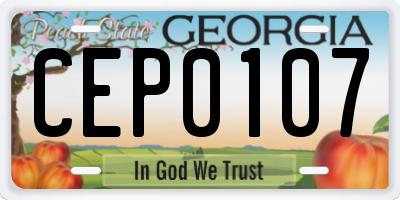 GA license plate CEP0107