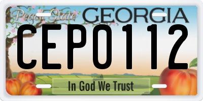 GA license plate CEP0112