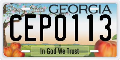 GA license plate CEP0113
