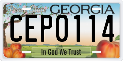 GA license plate CEP0114