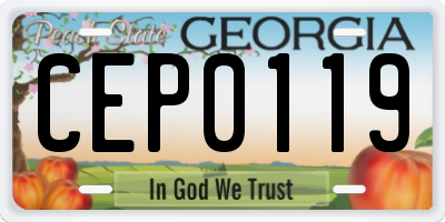 GA license plate CEP0119