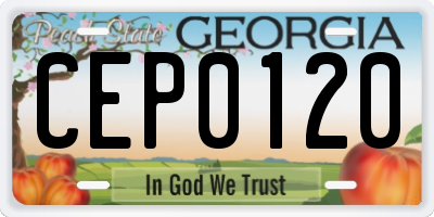 GA license plate CEP0120