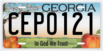 GA license plate CEP0121