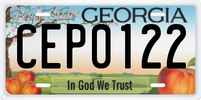 GA license plate CEP0122