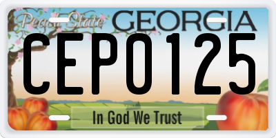GA license plate CEP0125