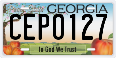 GA license plate CEP0127