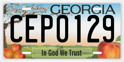 GA license plate CEP0129
