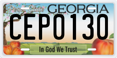 GA license plate CEP0130