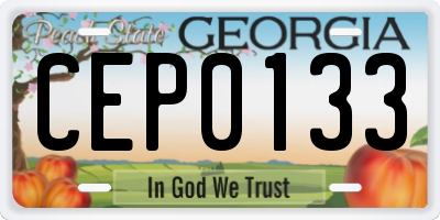 GA license plate CEP0133