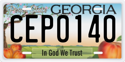 GA license plate CEP0140