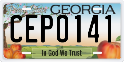 GA license plate CEP0141