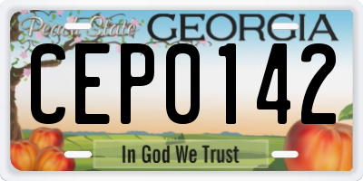 GA license plate CEP0142