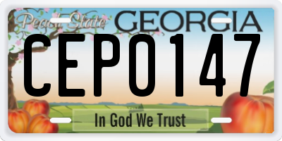 GA license plate CEP0147