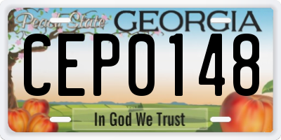 GA license plate CEP0148
