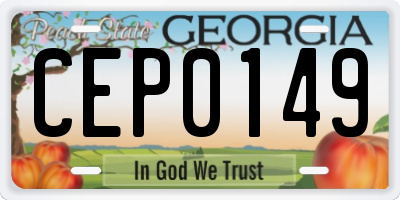 GA license plate CEP0149