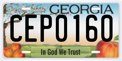 GA license plate CEP0160
