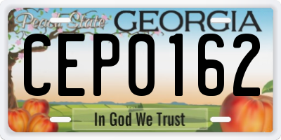GA license plate CEP0162