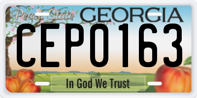 GA license plate CEP0163