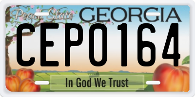 GA license plate CEP0164
