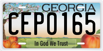 GA license plate CEP0165