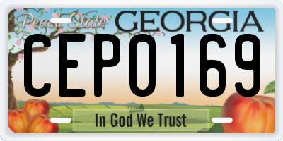 GA license plate CEP0169