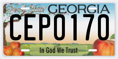 GA license plate CEP0170