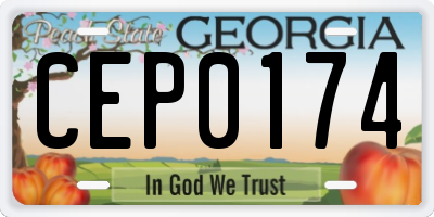 GA license plate CEP0174