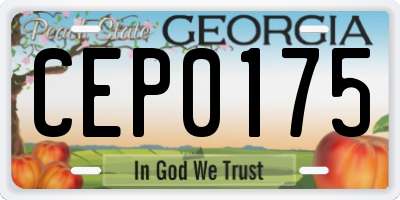 GA license plate CEP0175