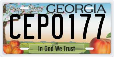GA license plate CEP0177