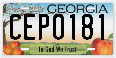 GA license plate CEP0181