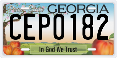 GA license plate CEP0182